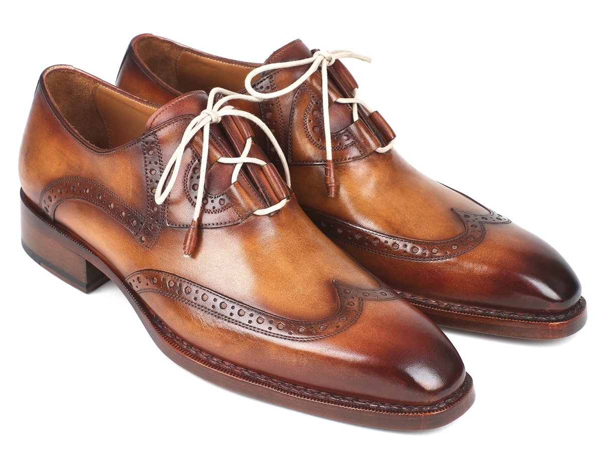 Paul Parkman Men's Ghillie LacIng Wingtip Brogues in Brown And Camel Shoes by Paul Parkman – Don't Panic Shoes