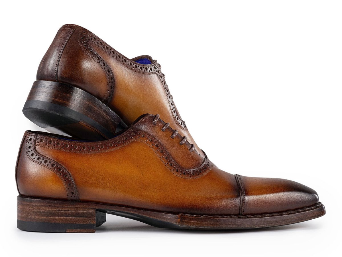Paul Parkman Men's Goodyear Welted Burnished Cap Toe Oxfords In Camel Brown Shoes by Paul Parkman – Don't Panic Shoes