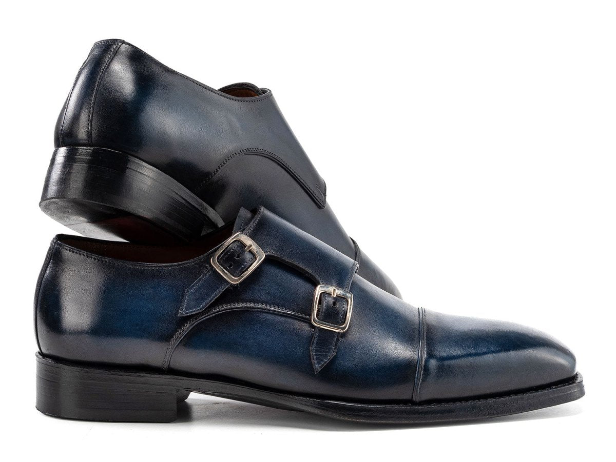 Paul Parkman Men's Goodyear Welted Double Monkstrap Shoes In Navy Blue Shoes by Paul Parkman – Don't Panic Shoes