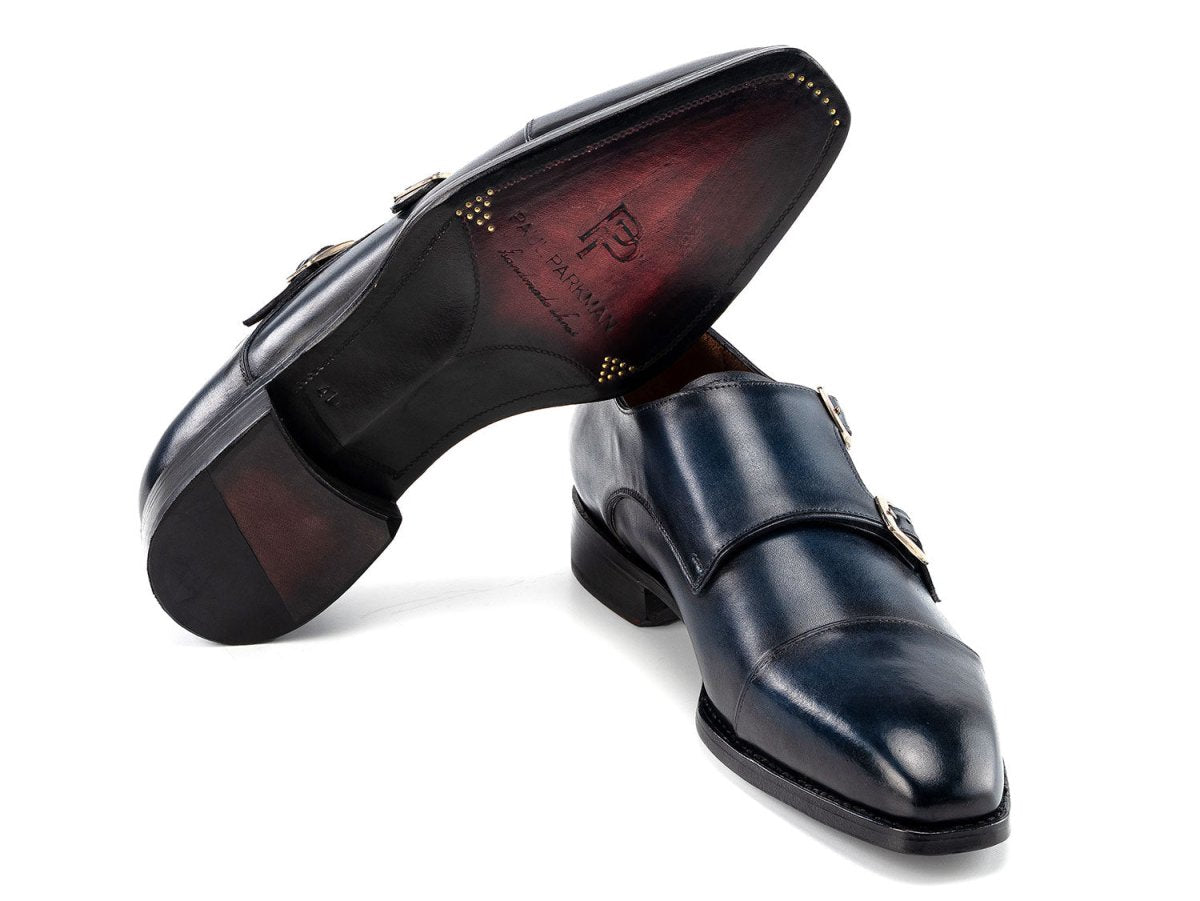 Paul Parkman Men's Goodyear Welted Double Monkstrap Shoes In Navy Blue Shoes by Paul Parkman – Don't Panic Shoes