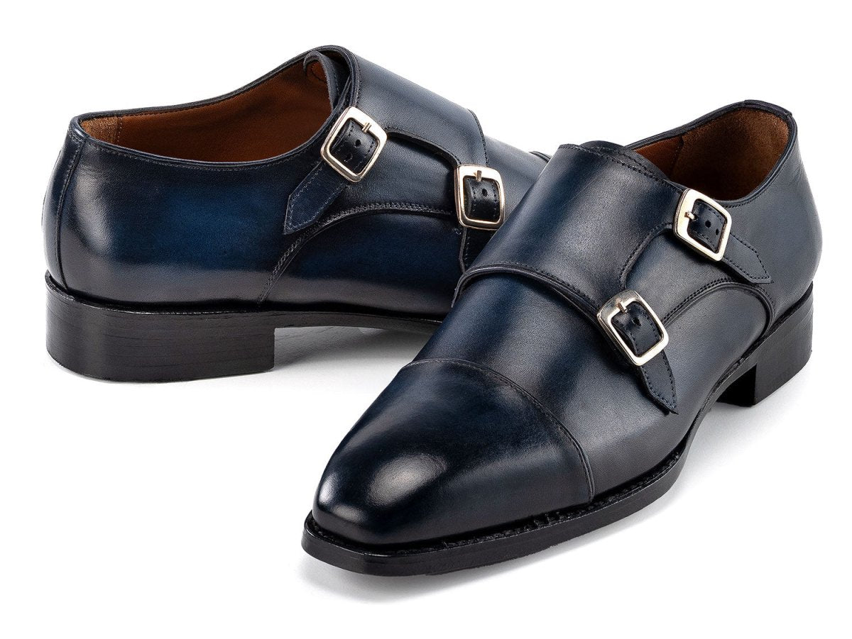 Paul Parkman Men's Goodyear Welted Double Monkstrap Shoes In Navy Blue Shoes by Paul Parkman – Don't Panic Shoes