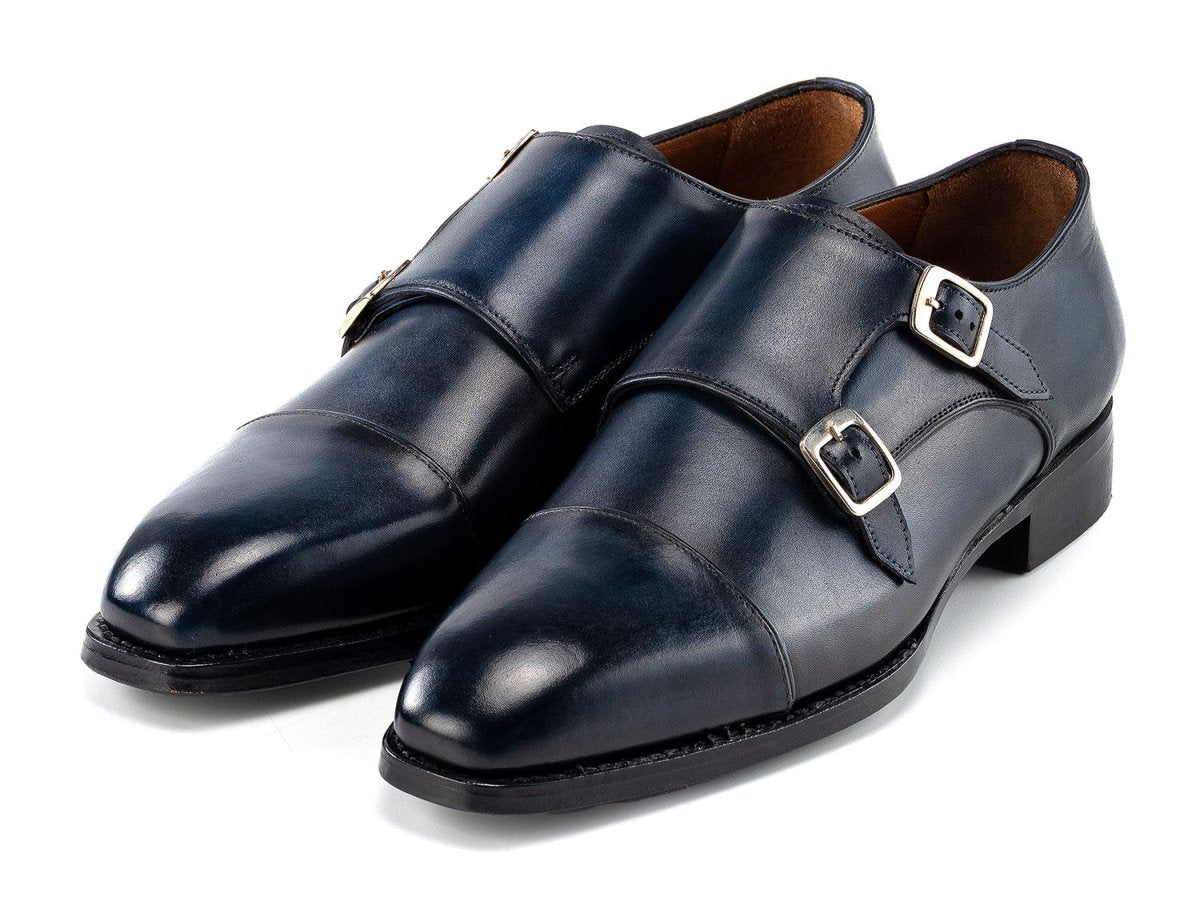 Paul Parkman Men's Goodyear Welted Double Monkstrap Shoes In Navy Blue Shoes by Paul Parkman – Don't Panic Shoes