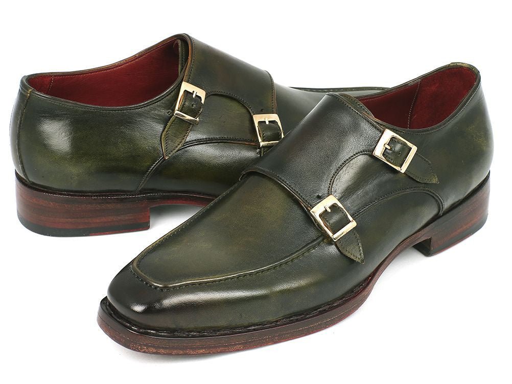 Paul Parkman Men's Goodyear Welted Double Monkstraps In Green Shoes by Paul Parkman – Don't Panic Shoes