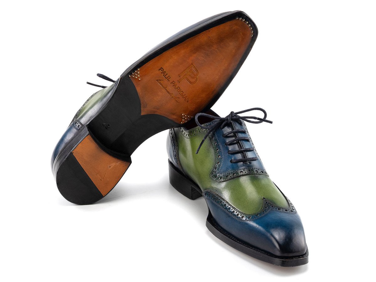 Paul Parkman Men's Goodyear Welted WIngtip Oxfords in Blue And Green Shoes by Paul Parkman – Don't Panic Shoes