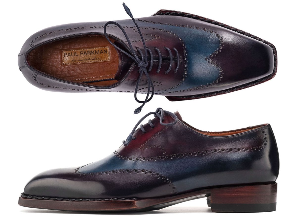Paul Parkman Men's Goodyear Welted WIngtip Oxfords in Bordeaux And Blue Shoes by Paul Parkman – Don't Panic Shoes