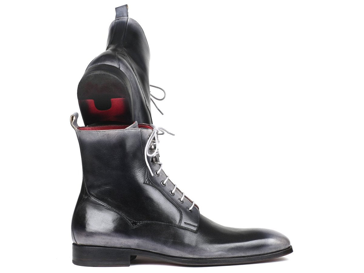 Paul Parkman Men's Gray Burnished Leather Lace - Up Boots (IdBt535 - Gry) by Paul Parkman – Don't Panic Shoes