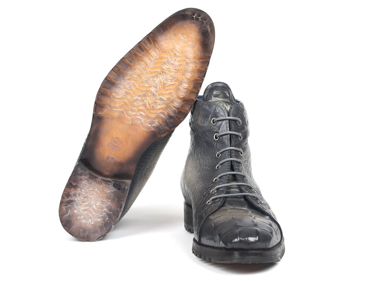 Paul Parkman Men's Gray Croco Embossed Leather Boots (12811 - Gry) by Paul Parkman – Don't Panic Shoes