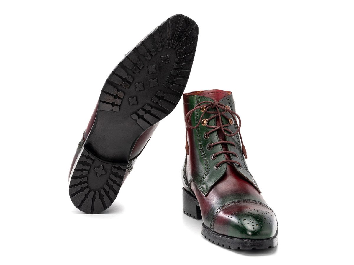 Paul Parkman Men's Green And Brown Hand - Painted Cap Toe Boots (IdBt9566 - Brg) Shoes by Paul Parkman – Don't Panic Shoes