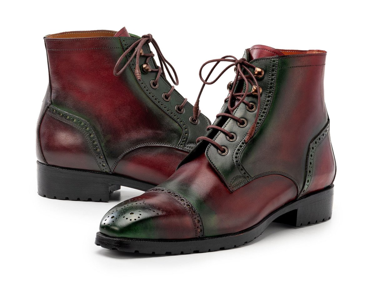 Paul Parkman Men's Green And Brown Hand - Painted Cap Toe Boots (IdBt9566 - Brg) Shoes by Paul Parkman – Don't Panic Shoes