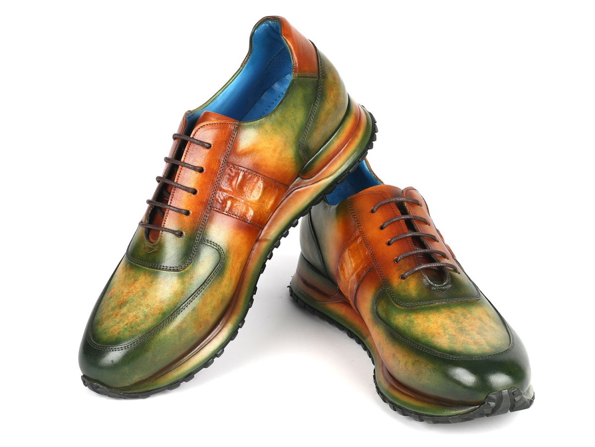 Paul Parkman Men's Green And Brown Patina Sneakers (IdLp207grb) Shoes by Paul Parkman – Don't Panic Shoes