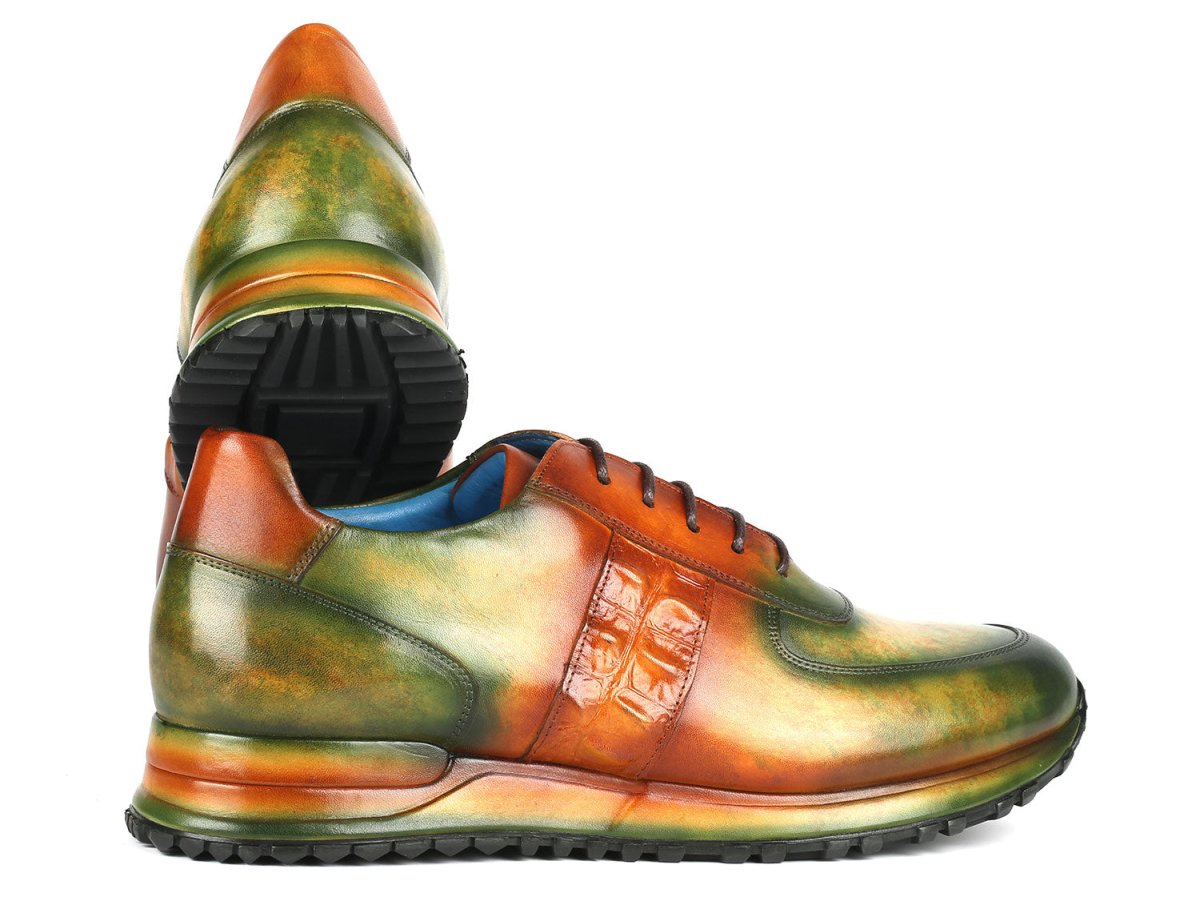 Paul Parkman Men's Green And Brown Patina Sneakers Shoes by Paul Parkman – Don't Panic Shoes