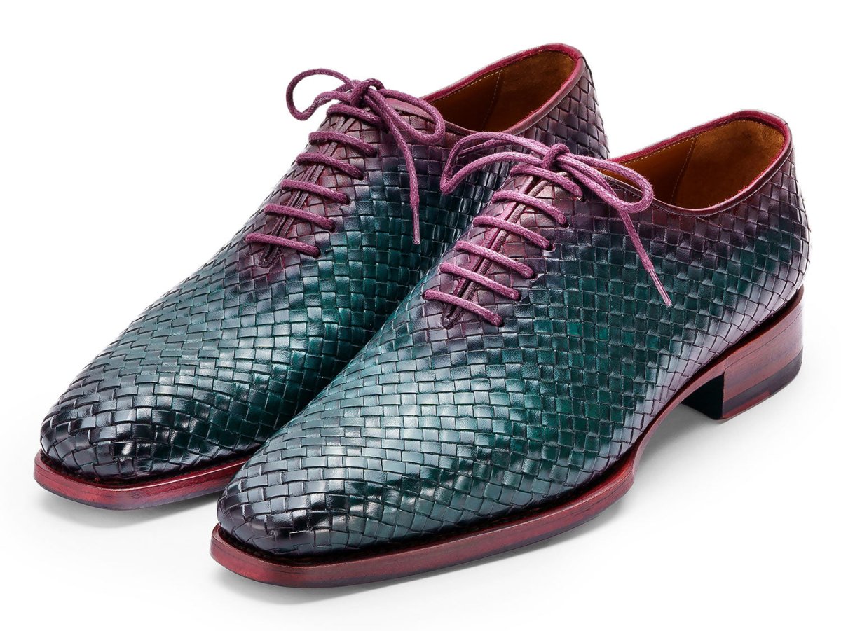 Paul Parkman Men's Green And Purple Woven Leather Oxfords (Id044wn77) by Paul Parkman – Don't Panic Shoes