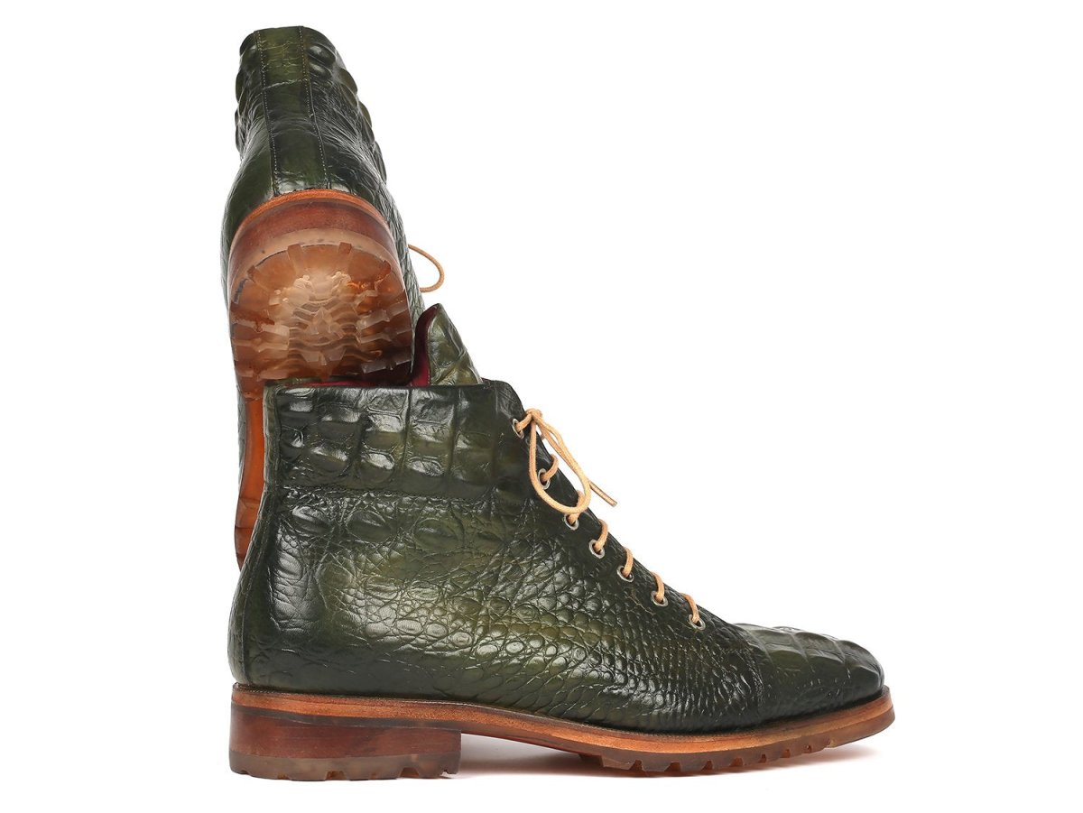 Paul Parkman Men's Green Croco Embossed Leather Boots (12811 - Grn) by Paul Parkman – Don't Panic Shoes