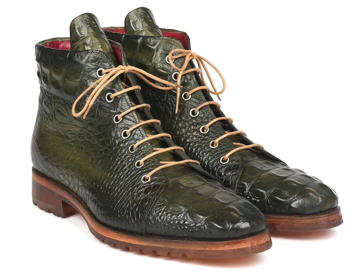 Paul Parkman Men's Green Croco Embossed Leather Boots (12811 - Grn) by Paul Parkman – Don't Panic Shoes