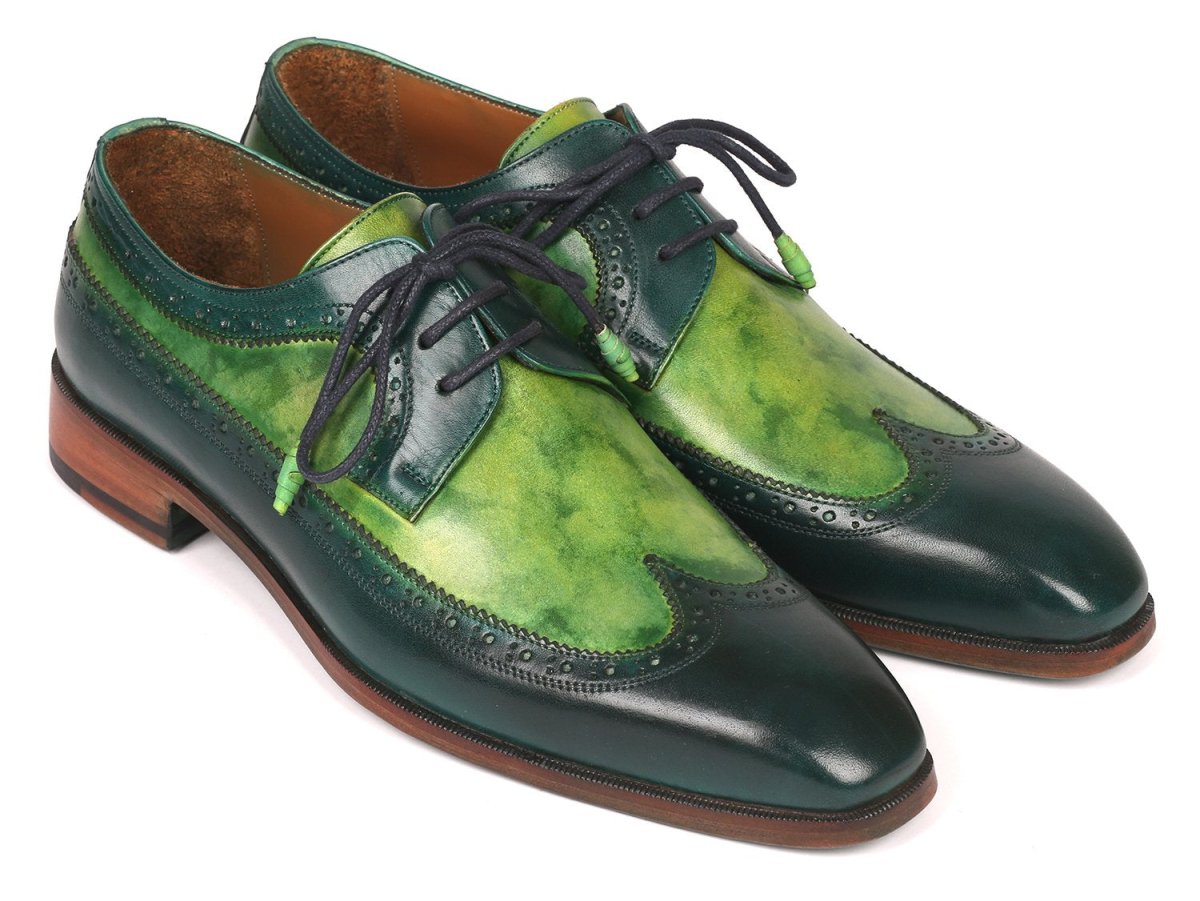 Paul Parkman Men's Green Dual Tone Wingtip Derby Shoes (Id6931grn) by Paul Parkman – Don't Panic Shoes