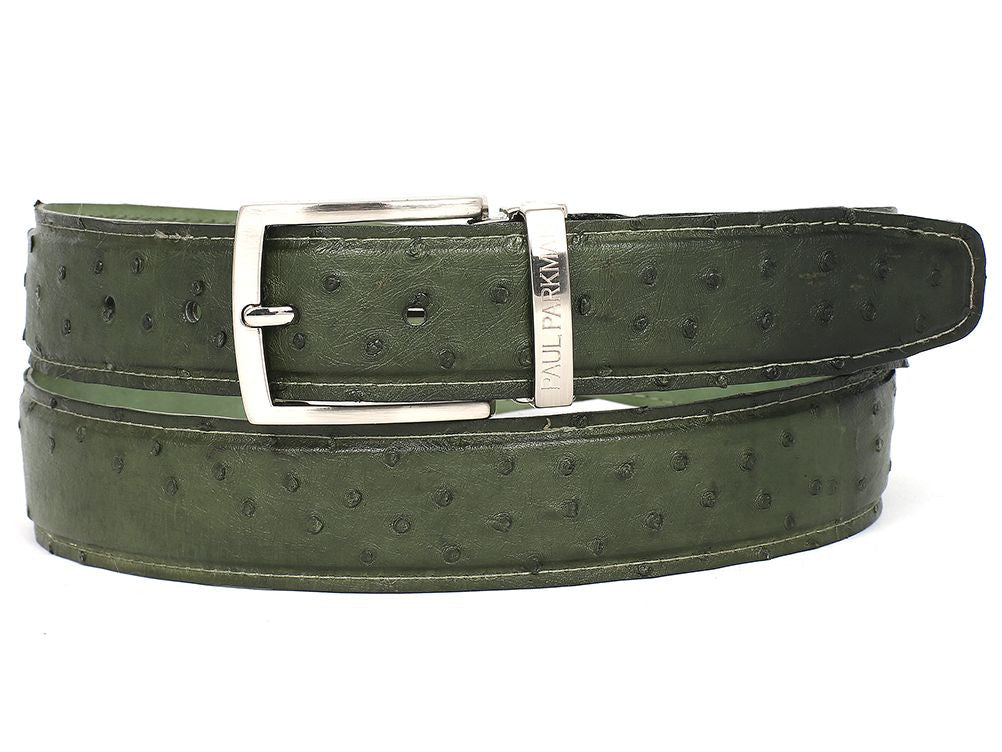 Paul Parkman Men's Green Genuine Ostrich Belt (IdB04 - Green) Shoes by Paul Parkman – Don't Panic Shoes