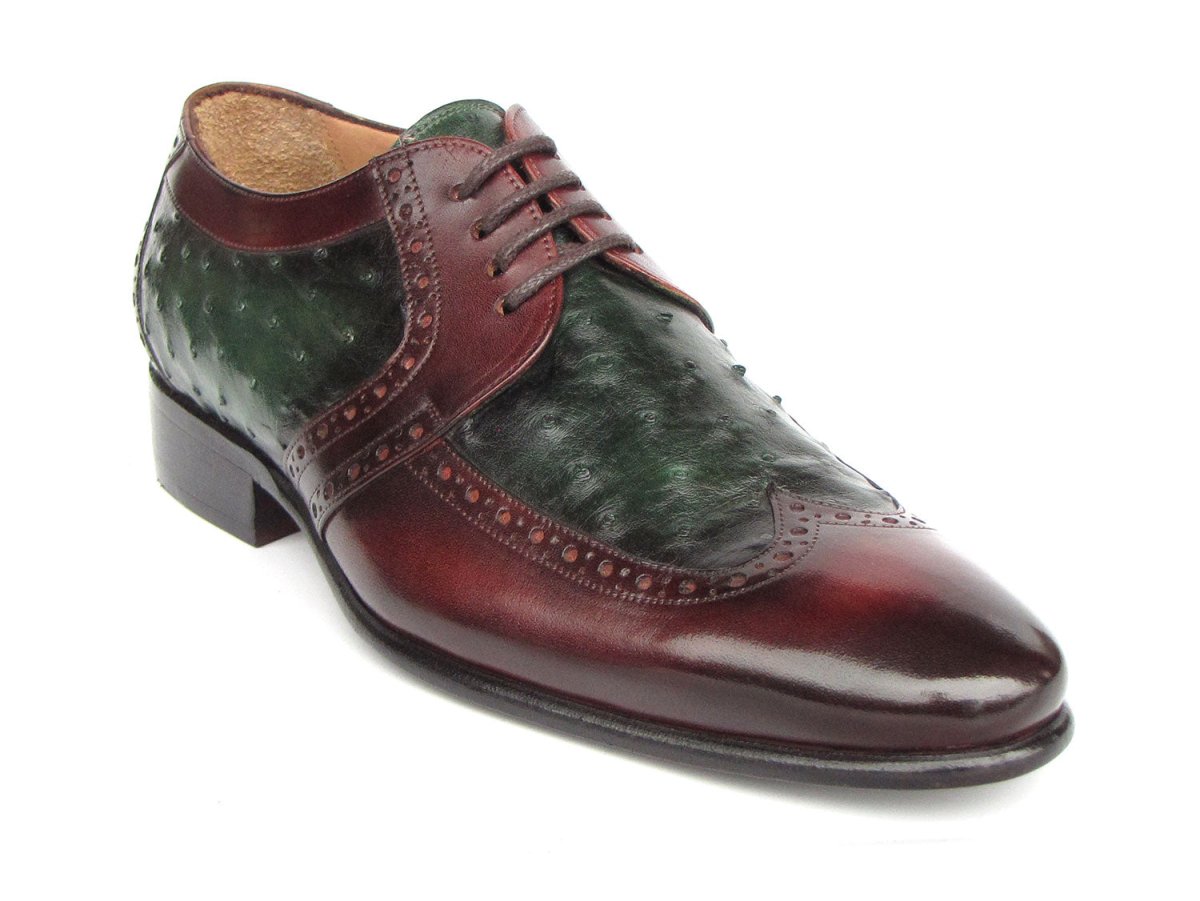 Paul Parkman Men's Green Ostrich And Brown Leather Derby Shoes (Id956gb57) Shoes by Paul Parkman – Don't Panic Shoes