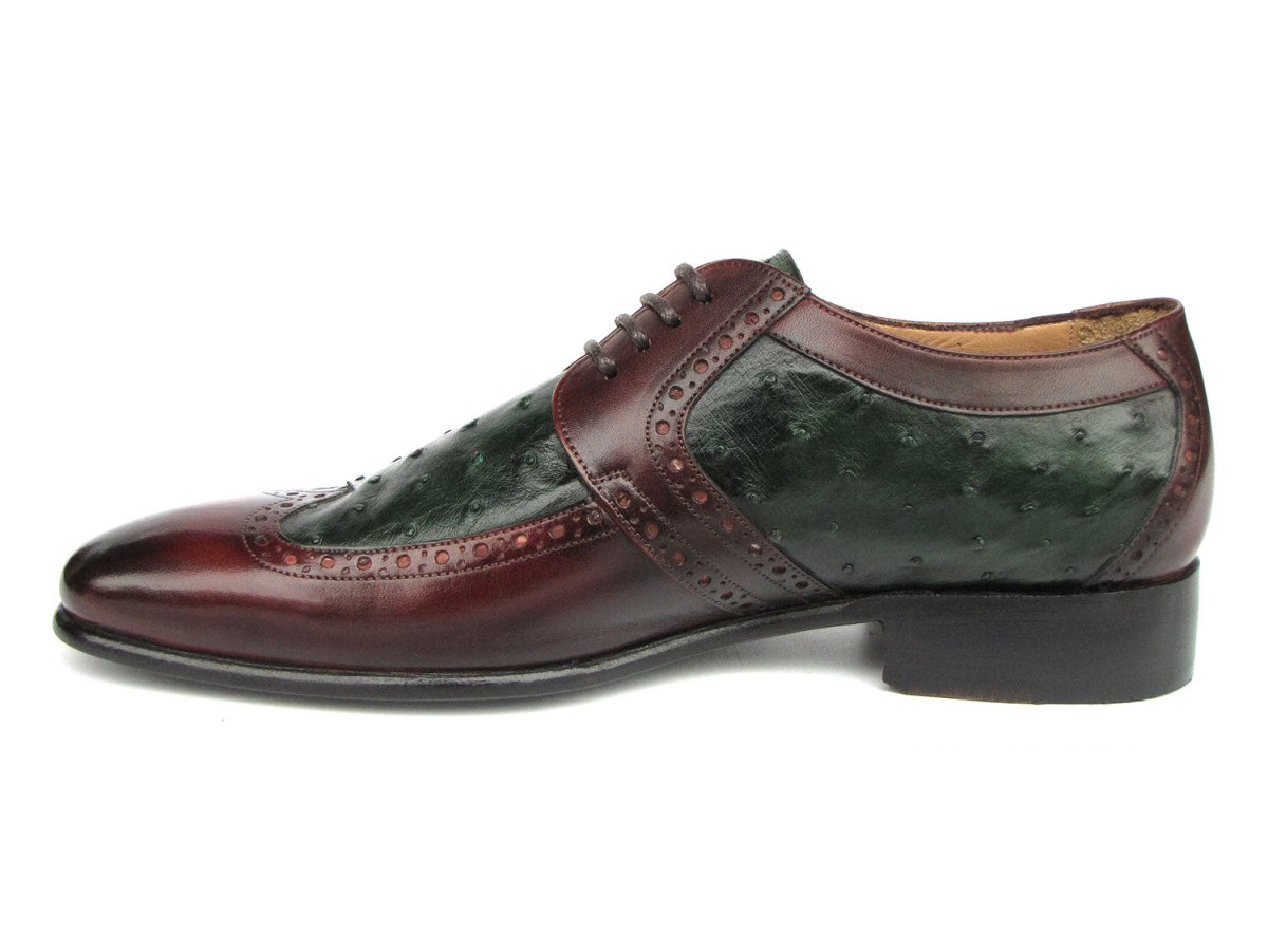 Paul Parkman Men's Green Ostrich And Brown Leather Derby Shoes Shoes by Paul Parkman – Don't Panic Shoes