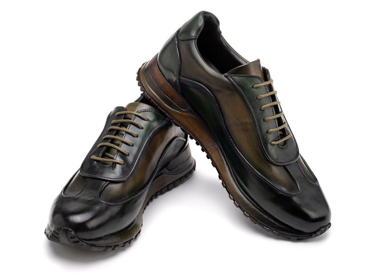 Paul Parkman Men's Green Patina Leather Sneakers (IdLs406grn) Shoes by Paul Parkman – Don't Panic Shoes