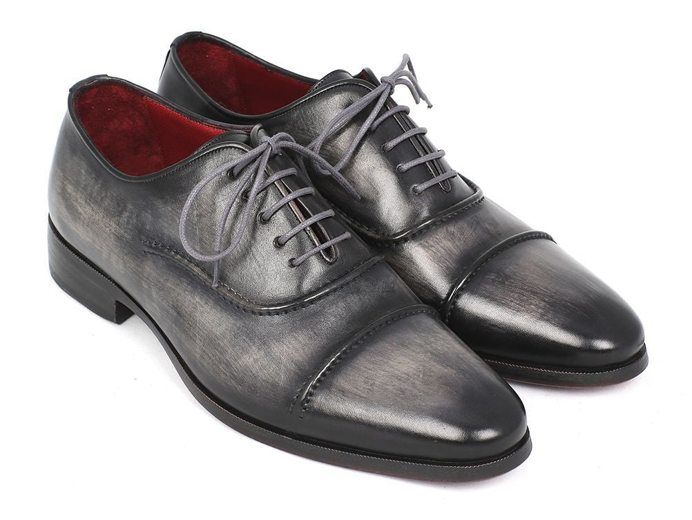 Paul Parkman Men's HAnd - PaInted Captoe Leather Oxfords in Gray and Black Shoes by Paul Parkman – Don't Panic Shoes