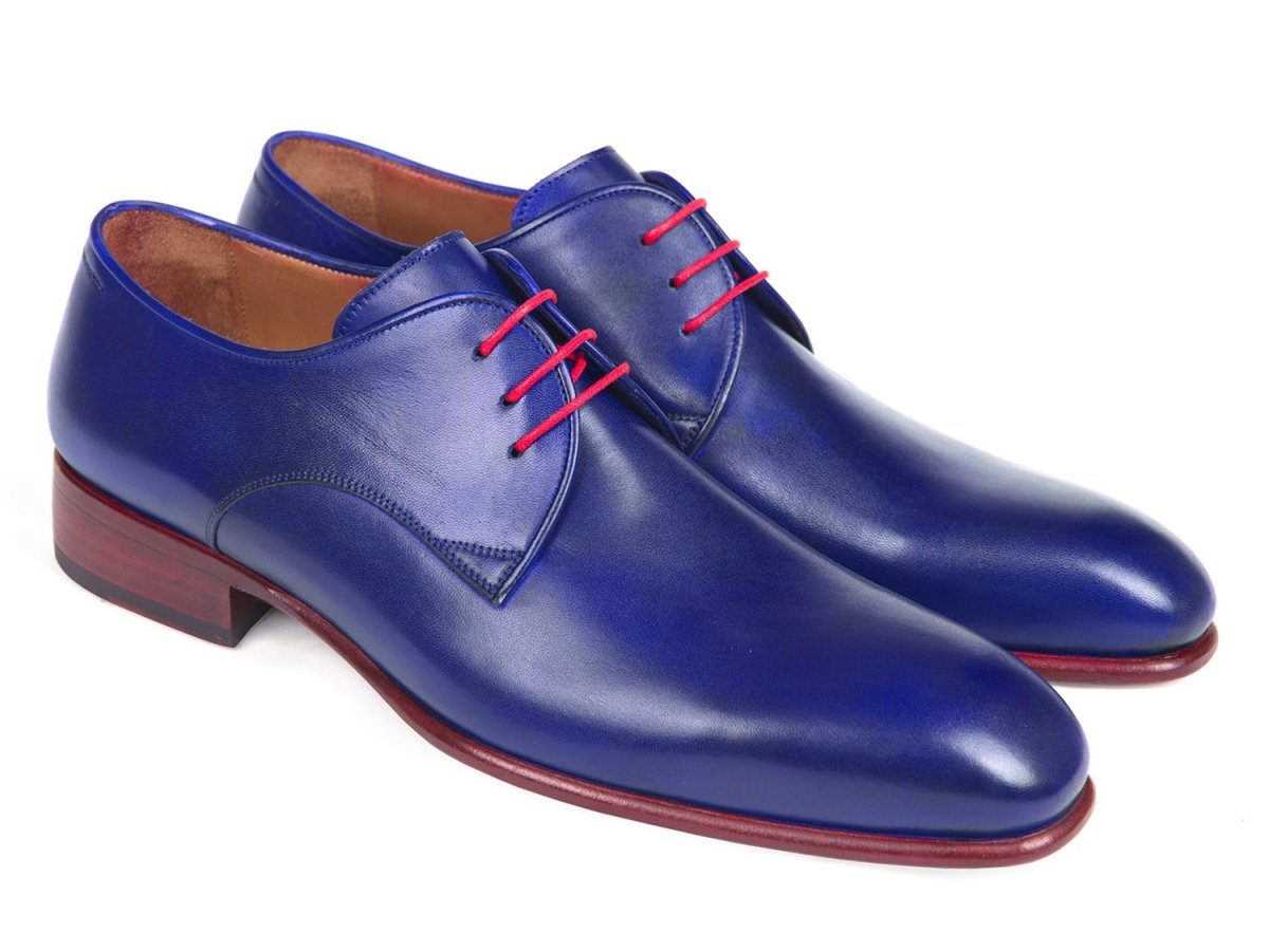 Paul Parkman Men's Hand - PaInted Derby Shoes in Blue Shoes by Paul Parkman – Don't Panic Shoes