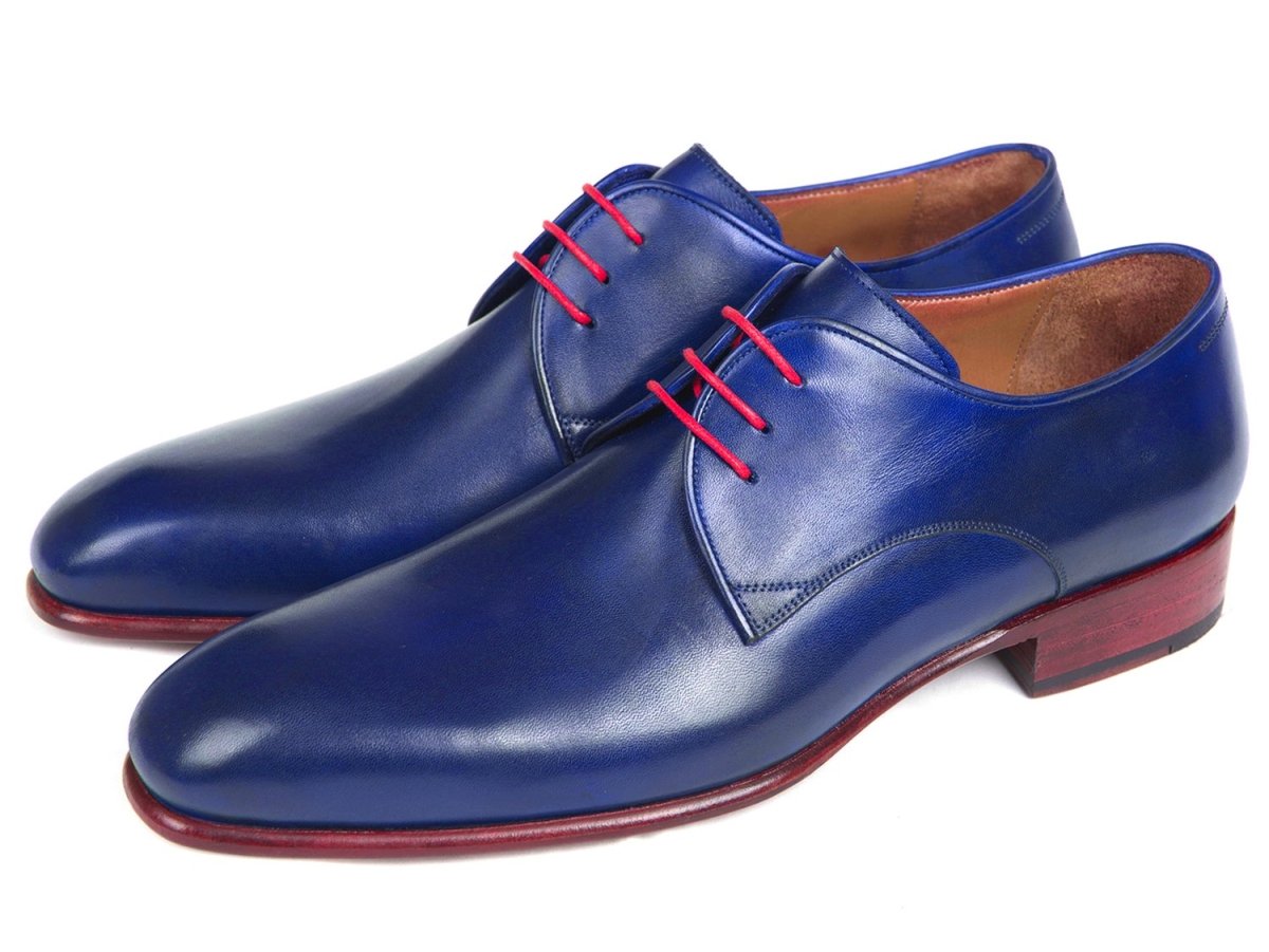Paul Parkman Men's Hand - PaInted Derby Shoes in Blue Shoes by Paul Parkman – Don't Panic Shoes