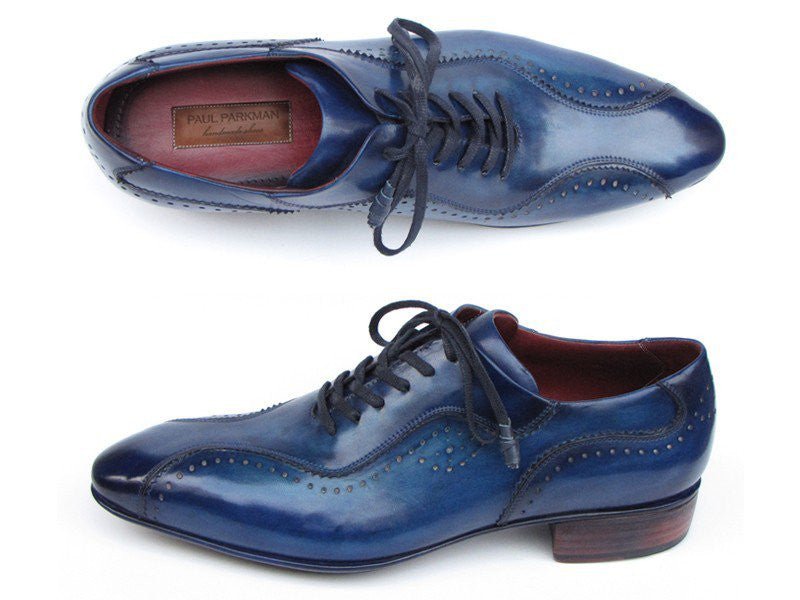 Paul Parkman Men's Hand - PaInted, Handmade Lace - Up Casual Shoes in Blue Shoes by Paul Parkman – Don't Panic Shoes
