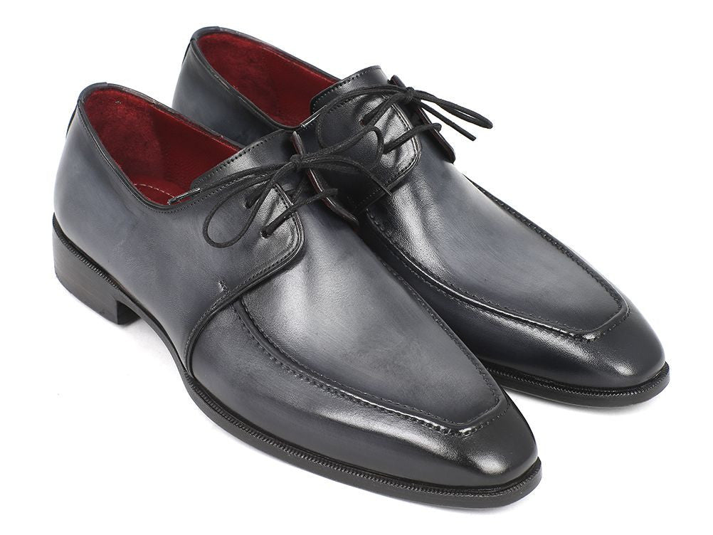 Paul Parkman Men's HAnd - PaInted Leather Apron Derby Shoes in Gray and Black Shoes by Paul Parkman – Don't Panic Shoes