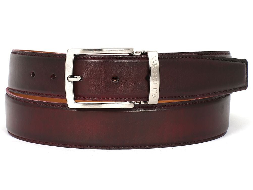 Paul Parkman Men's Hand - PaInted Leather Belt in Dark Bordeaux Belts by Paul Parkman – Don't Panic Shoes