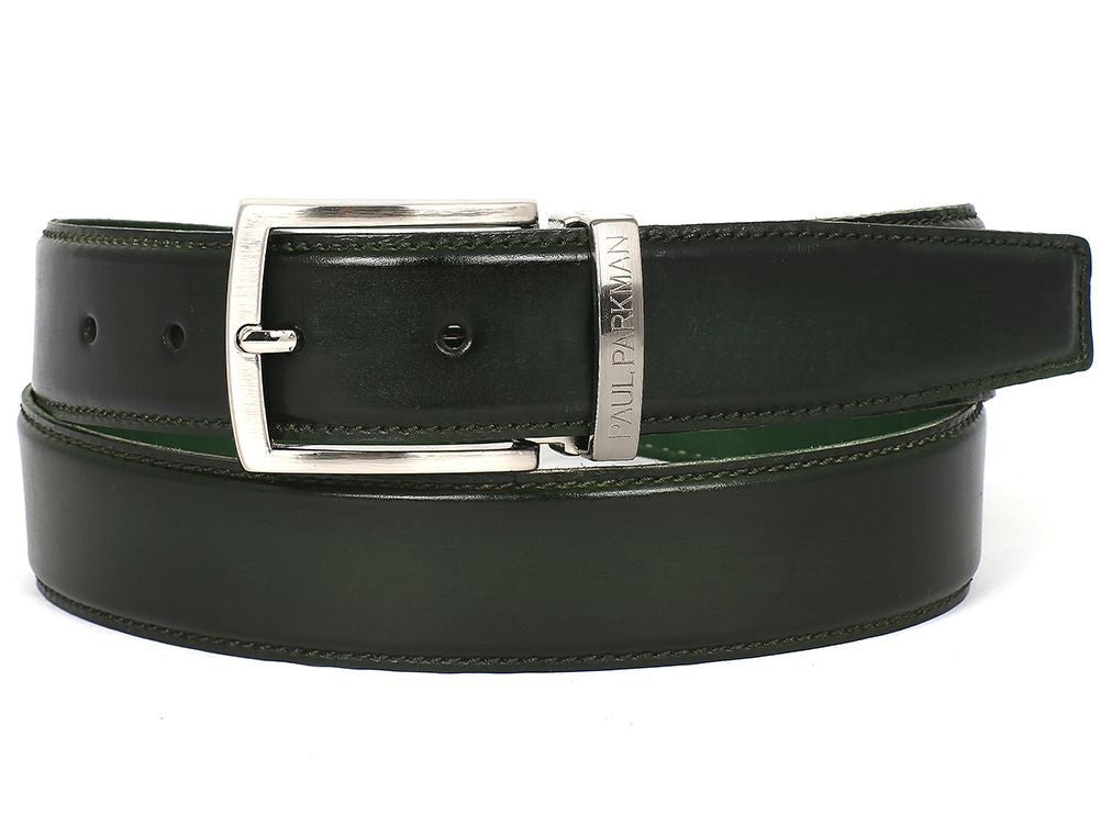 Paul Parkman Men's Hand - PaInted Leather Belt in Dark Green Belts by Paul Parkman – Don't Panic Shoes