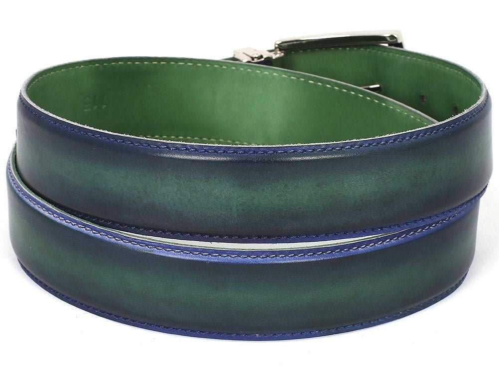Paul Parkman Men's HAnd - PaInted Leather Belt in Dual Tone Blue and Green Belts by Paul Parkman – Don't Panic Shoes