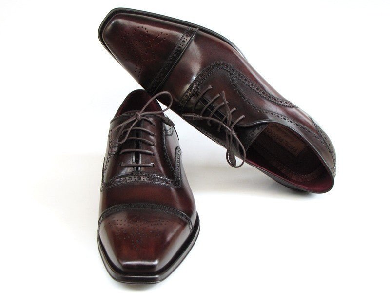 Paul Parkman Men's HAnd - PaInted Leather Captoe Oxfords in Bordeaux and Brown Shoes by Paul Parkman – Don't Panic Shoes