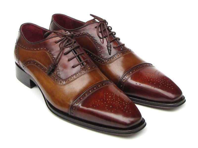 Paul Parkman Men's HAnd - PaInted Leather Captoe Oxfords in Camel and Red Shoes by Paul Parkman – Don't Panic Shoes