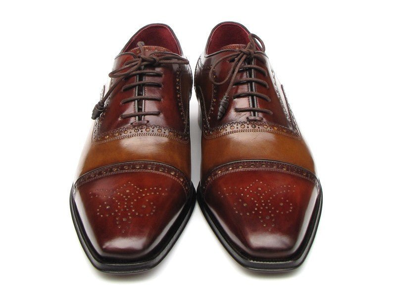 Paul Parkman Men's HAnd - PaInted Leather Captoe Oxfords in Camel and Red Shoes by Paul Parkman – Don't Panic Shoes