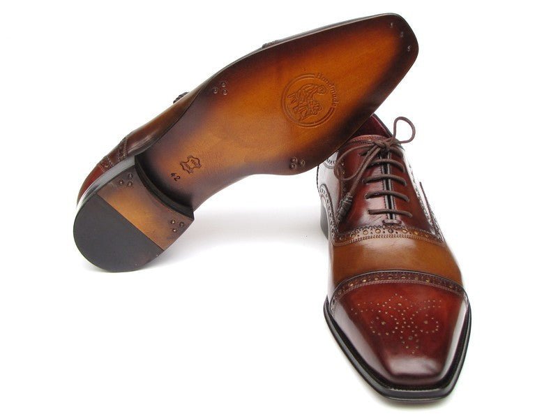 Paul Parkman Men's HAnd - PaInted Leather Captoe Oxfords in Camel and Red Shoes by Paul Parkman – Don't Panic Shoes