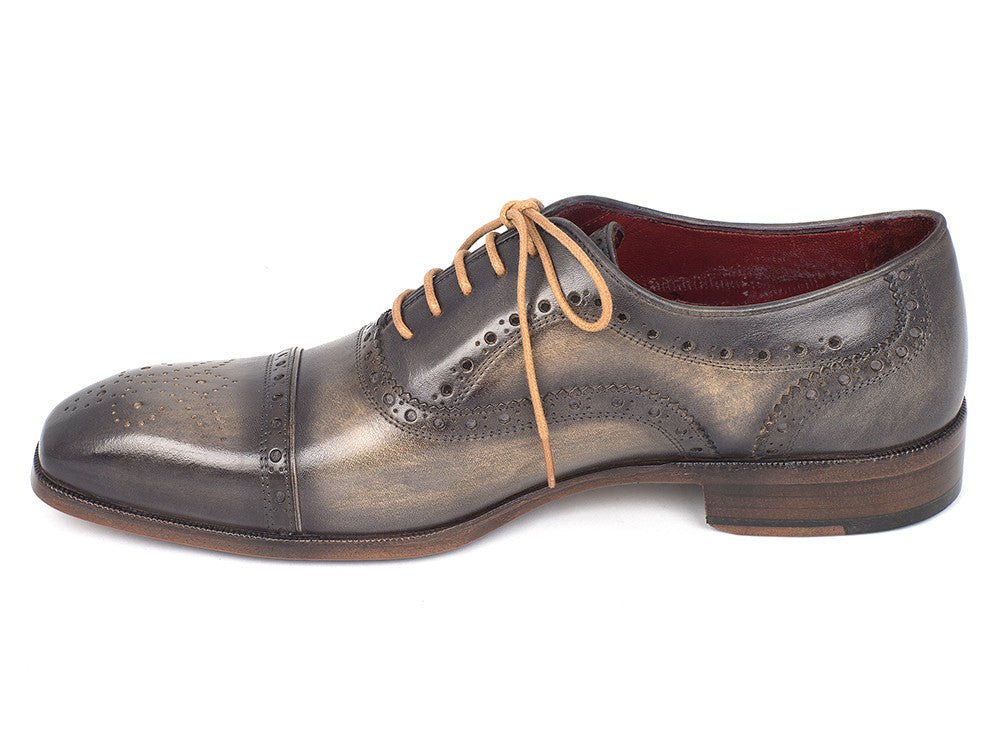 Paul Parkman Men's Hand - PaInted Leather Captoe Oxfords in Gray Shoes by Paul Parkman – Don't Panic Shoes