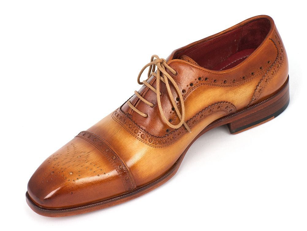 Paul Parkman Men's Hand - PaInted Leather Captoe Oxfords in Tan Shoes by Paul Parkman – Don't Panic Shoes