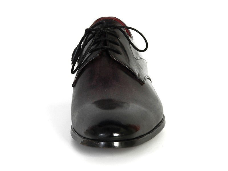 Paul Parkman Men's Hand - PaInted Leather Derby Shoes in Anthracite Black Shoes by Paul Parkman – Don't Panic Shoes