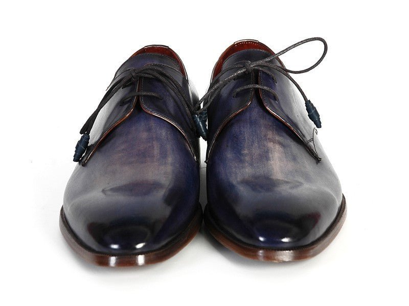 Paul Parkman Men's HAnd - PaInted Leather Derby Shoes in Blue and Navy Shoes by Paul Parkman – Don't Panic Shoes