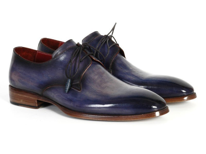 Paul Parkman Men's HAnd - PaInted Leather Derby Shoes in Blue and Navy Shoes by Paul Parkman – Don't Panic Shoes