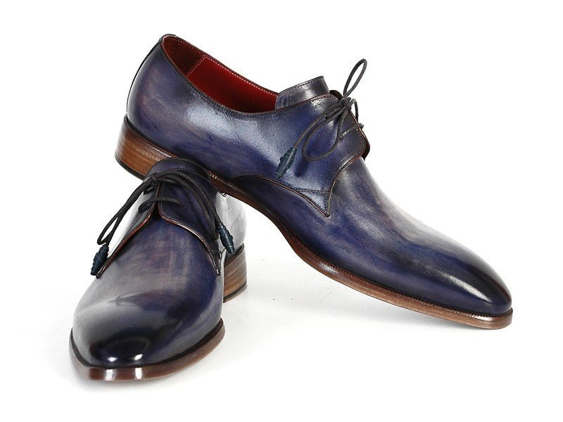 Paul Parkman Men's HAnd - PaInted Leather Derby Shoes in Blue and Navy Shoes by Paul Parkman – Don't Panic Shoes