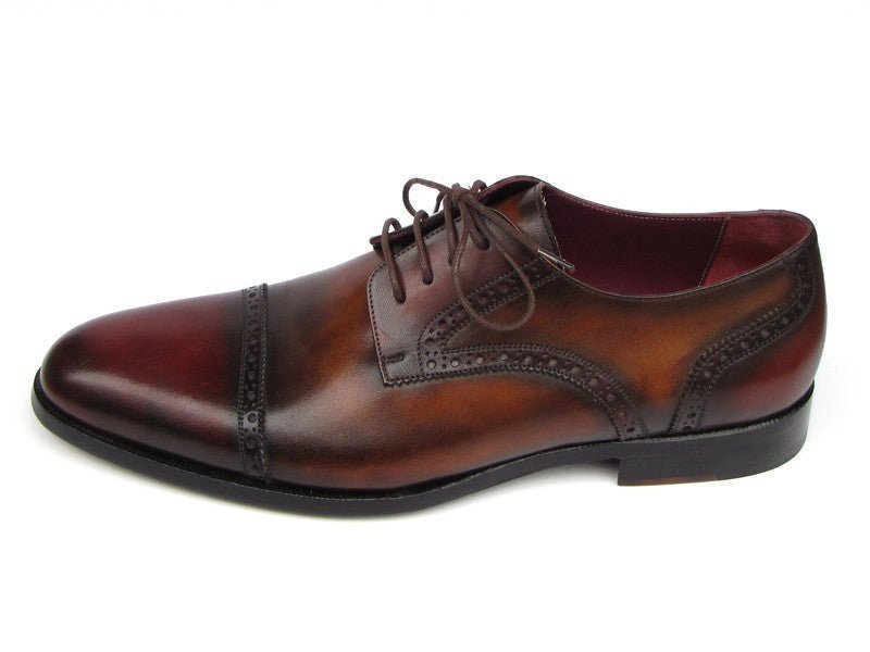 Paul Parkman Men's HAnd - PaInted Leather Derby Shoes in Bordeaux and Tobacco Shoes by Paul Parkman – Don't Panic Shoes