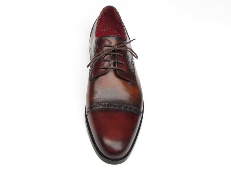 Paul Parkman Men's HAnd - PaInted Leather Derby Shoes in Bordeaux and Tobacco Shoes by Paul Parkman – Don't Panic Shoes