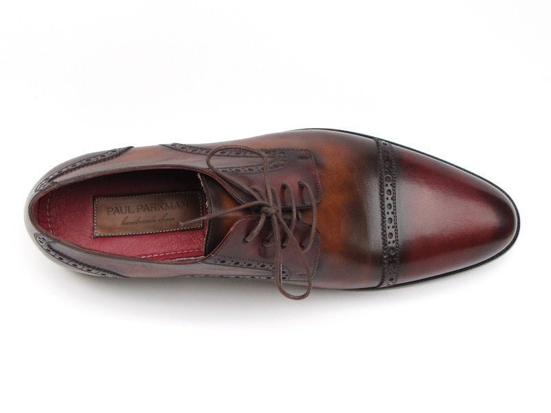 Paul Parkman Men's HAnd - PaInted Leather Derby Shoes in Bordeaux and Tobacco Shoes by Paul Parkman – Don't Panic Shoes