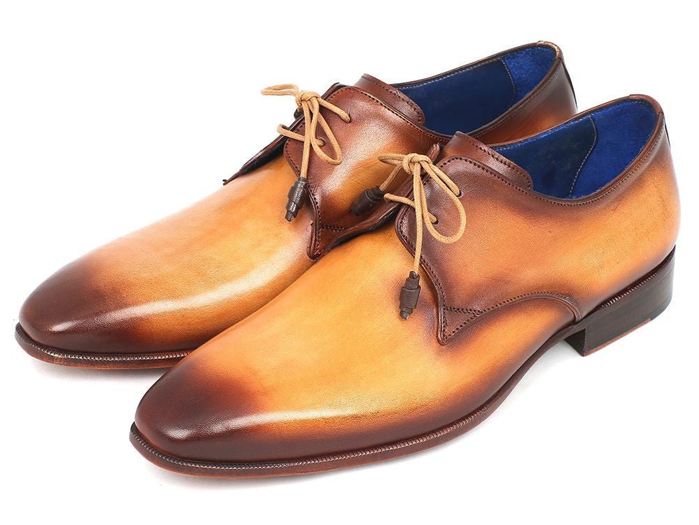 Paul Parkman Men's HAnd - PaInted Leather Derby Shoes in Brown and Camel Shoes by Paul Parkman – Don't Panic Shoes