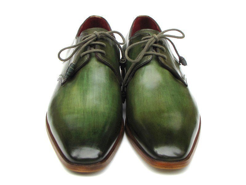 Paul Parkman Men's Hand - PaInted Leather Derby Shoes in Green Shoes by Paul Parkman – Don't Panic Shoes