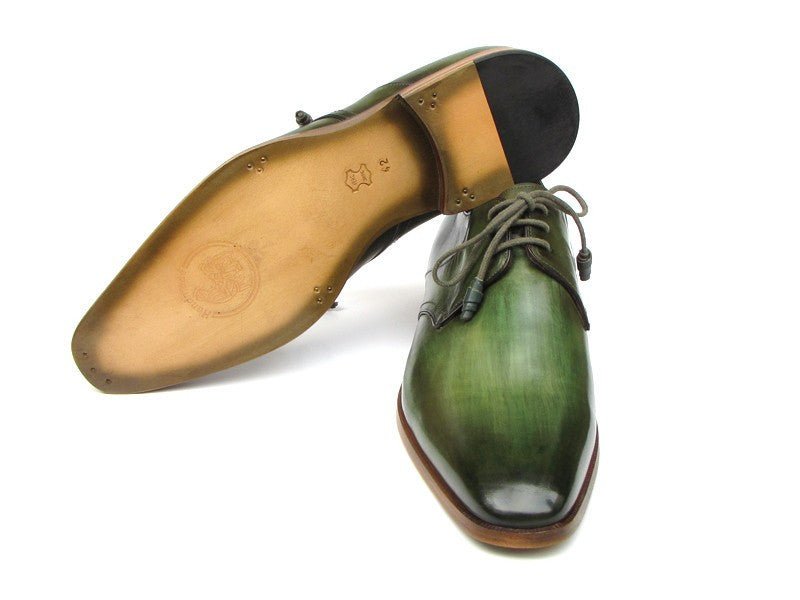 Paul Parkman Men's Hand - PaInted Leather Derby Shoes in Green Shoes by Paul Parkman – Don't Panic Shoes