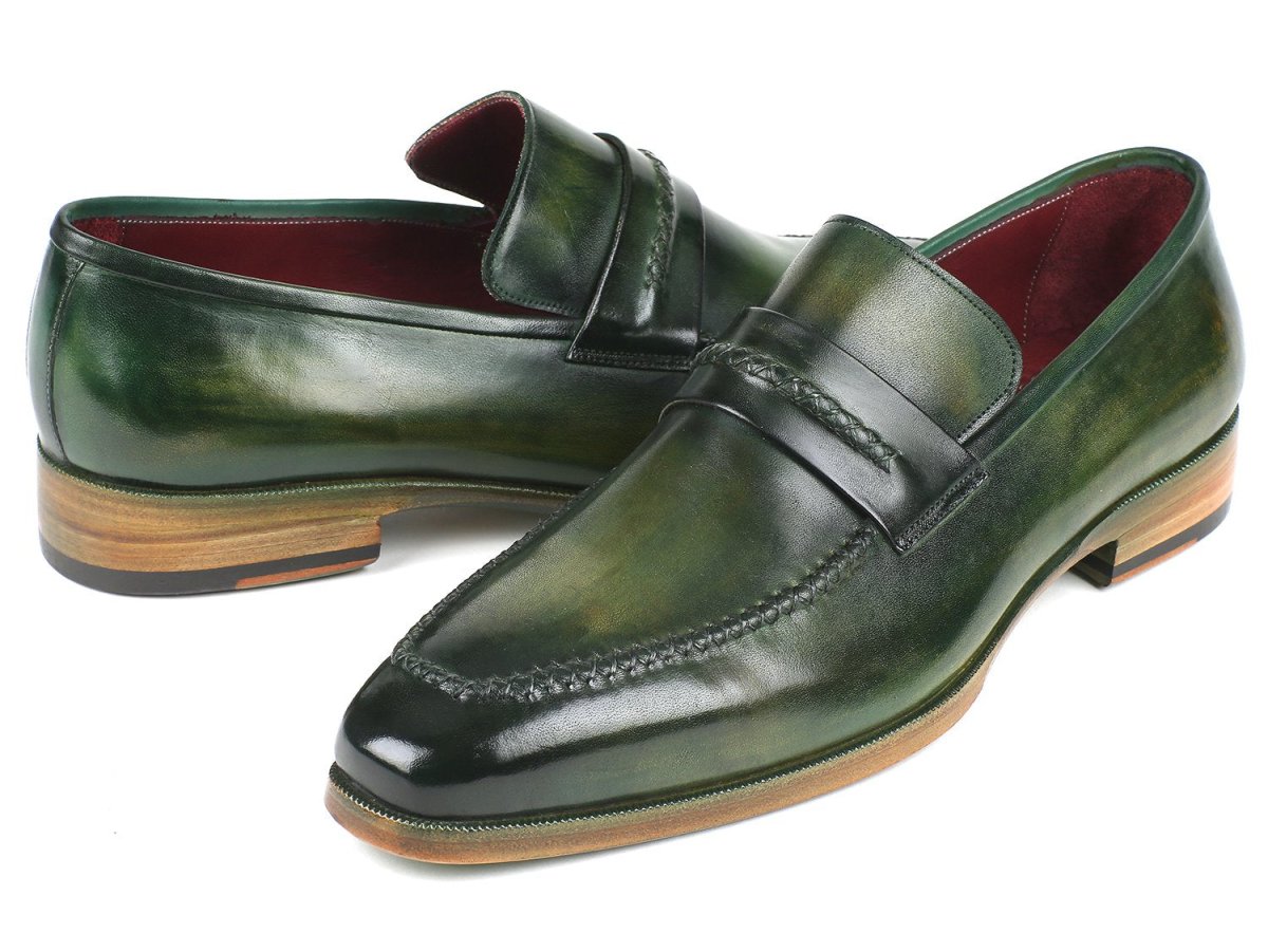 Paul Parkman Men's Hand - PaInted Leather Loafers in Green Shoes by Paul Parkman – Don't Panic Shoes