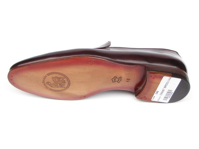 Paul Parkman Men's HAnd - PaInted Leather Tassel Loafers in Black and Purple Shoes by Paul Parkman – Don't Panic Shoes