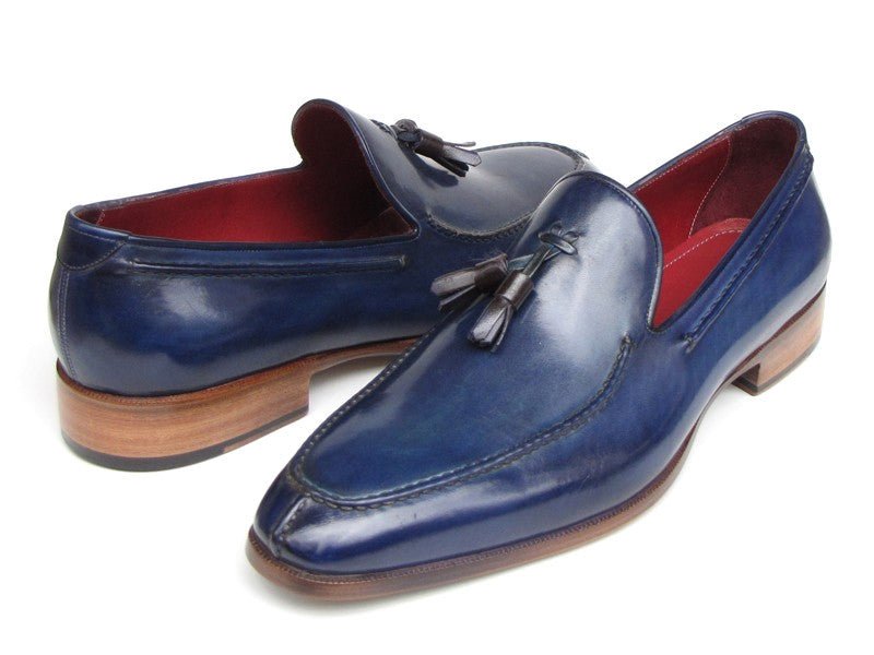 Paul Parkman Men's Hand - PaInted Leather Tassel Loafers in Blue Shoes by Paul Parkman – Don't Panic Shoes